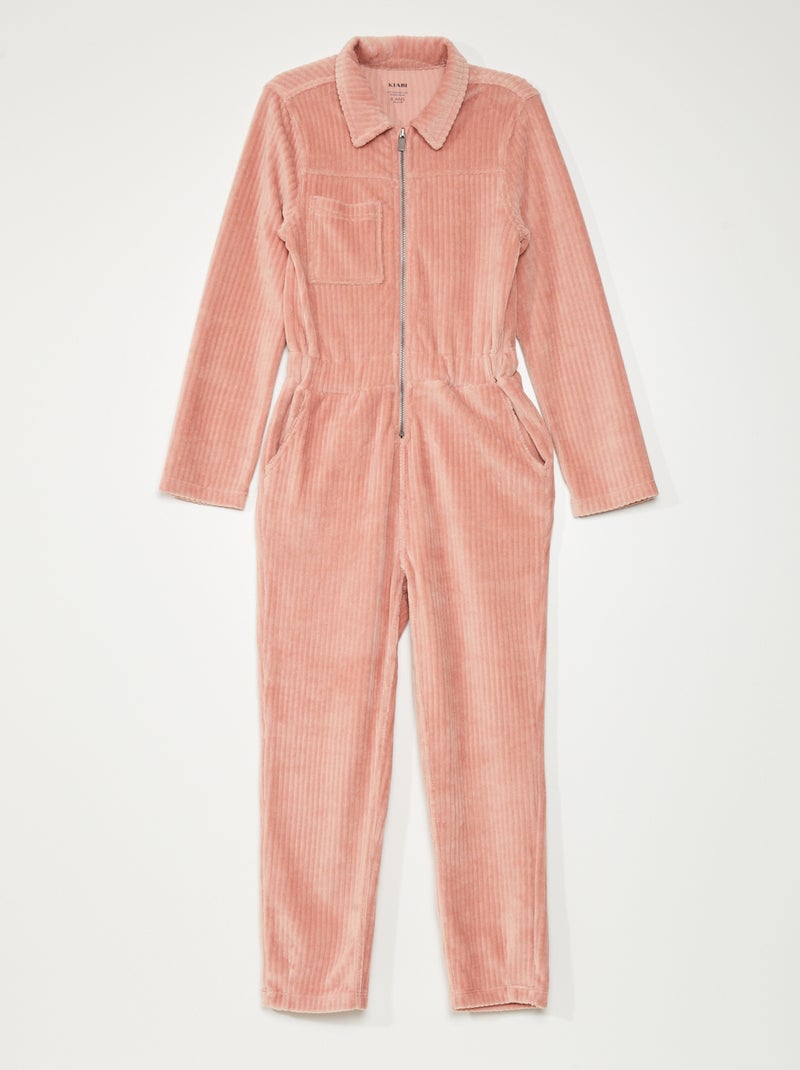 Jumpsuit van velours roze - Kiabi