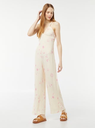 Jumpsuit van wafelstof