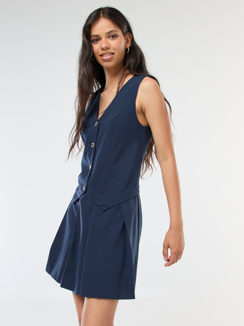 Jurk met 2-in-1-effect - Kostuumvestje + rok Blauw - Kiabi