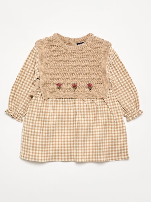 Jurk met 2-in-1-effect en top van jerseytricot - Kiabi Jurk met 2-in-1-effect en top van jerseytricot - Kiabi