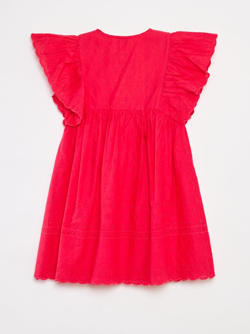 Jurk met all-over borduursels en ruches rond de mouwinzet ROSE - Kiabi