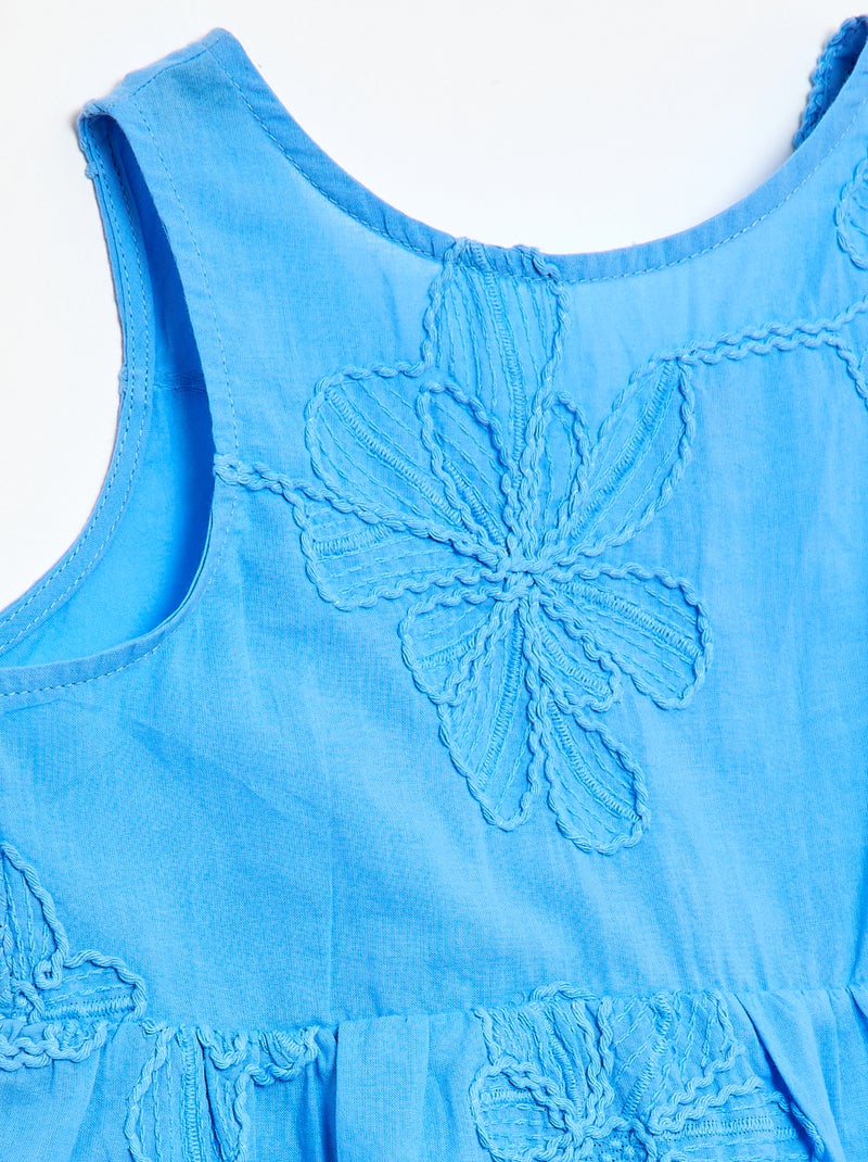 Jurk met bloemenborduursels Blauw - Kiabi
