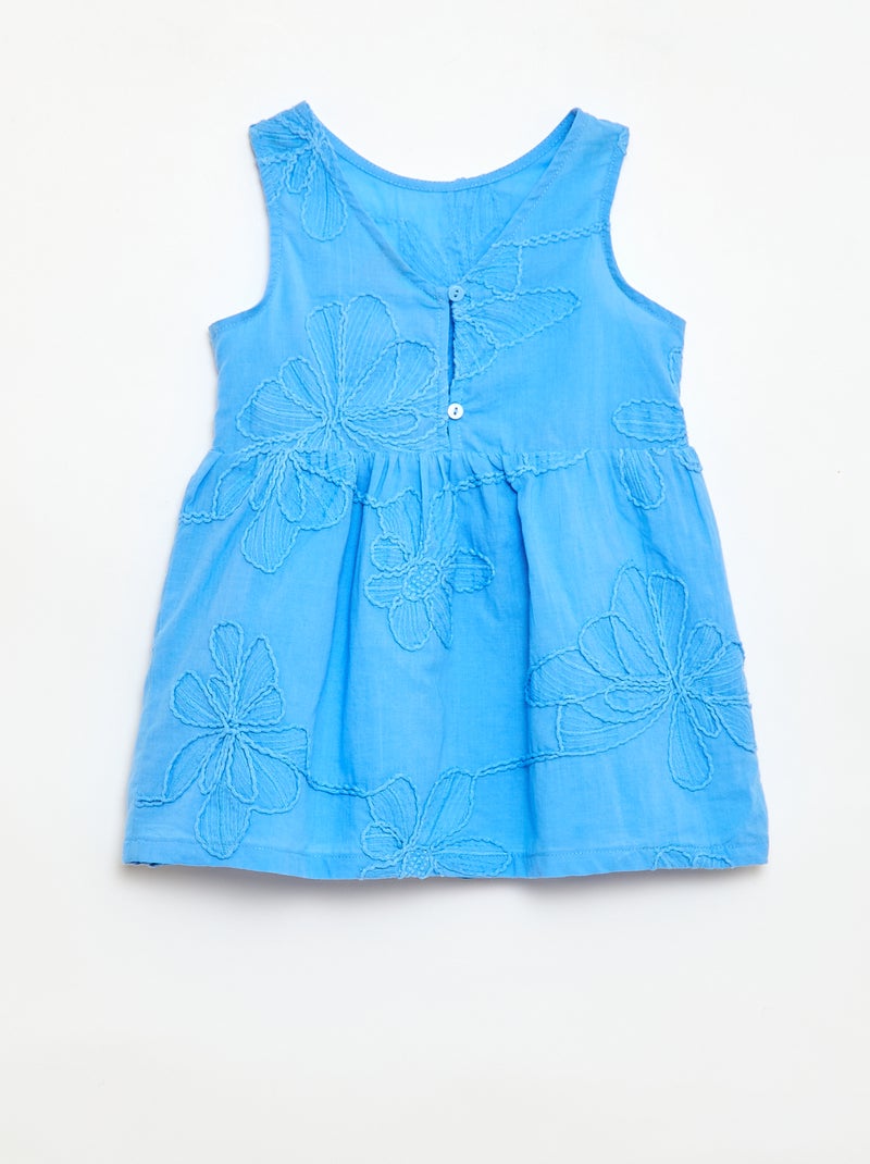 Jurk met bloemenborduursels Blauw - Kiabi