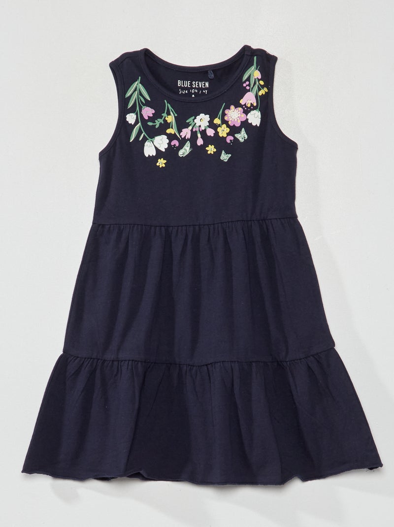 Jurk met bloemenprint en strokenrok BLAUW - Kiabi