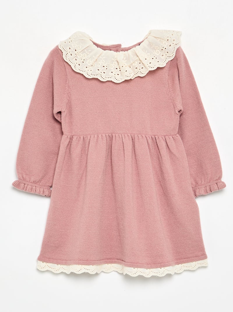 Jurk met claudinekraag en panty Rose - Kiabi