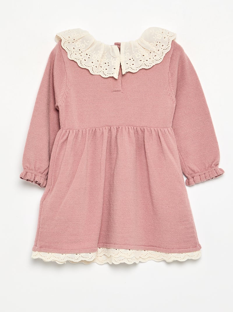 Jurk met claudinekraag en panty Rose - Kiabi