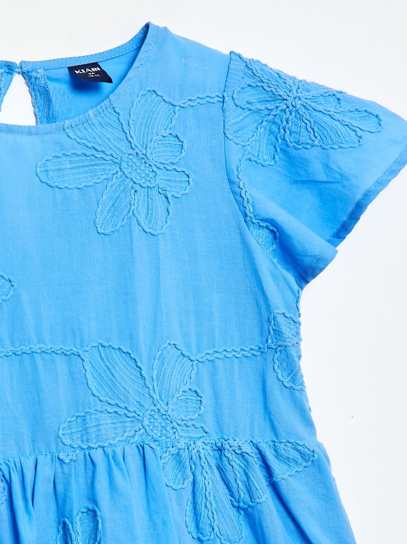 Jurk met fantasie bloemenborduursels Blauw - Kiabi