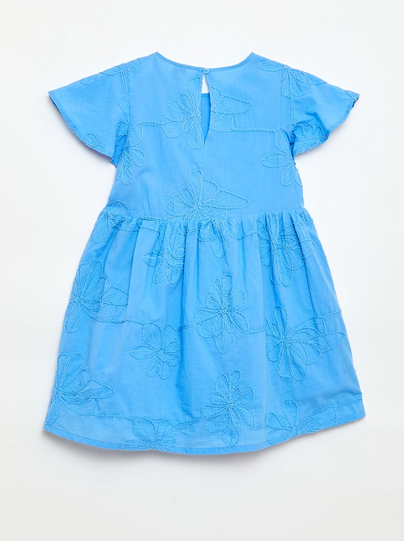 Jurk met fantasie bloemenborduursels Blauw - Kiabi