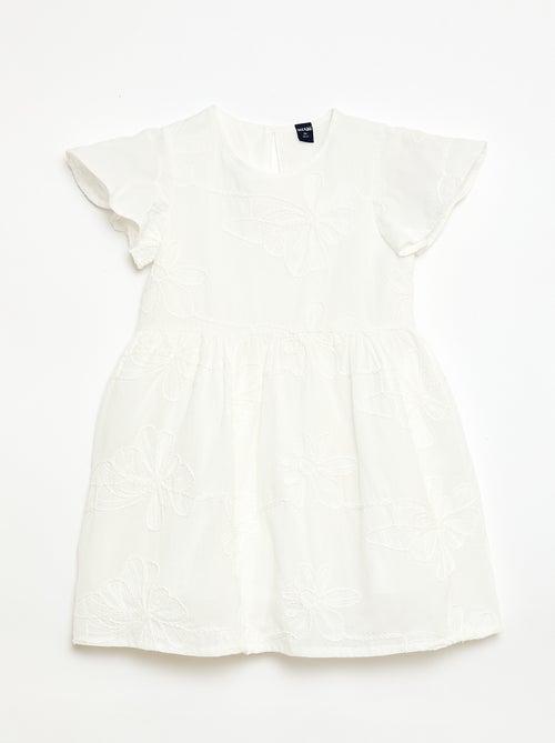 Jurk met fantasie bloemenborduursels - Kiabi