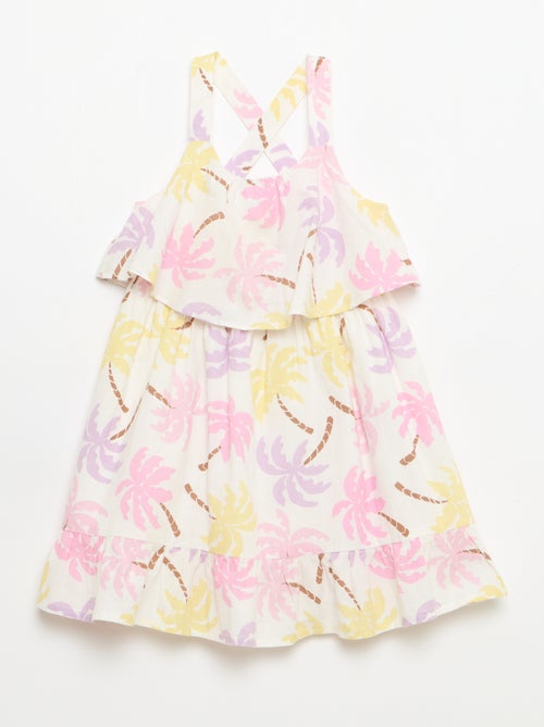 Jurk met gekruiste bandjes en ruches, hoesmodel - Kiabi