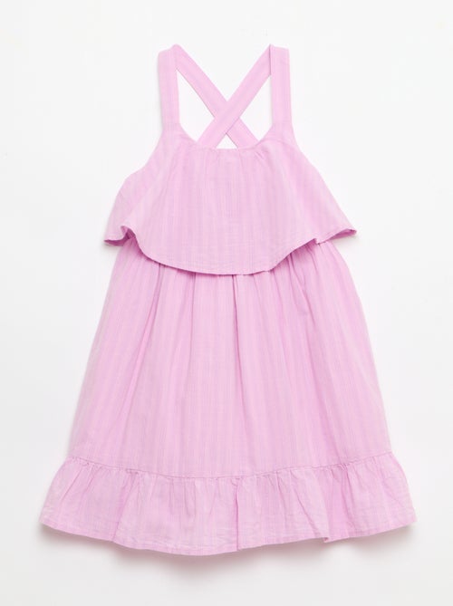 Jurk met gekruiste bandjes en ruches, hoesmodel - Kiabi