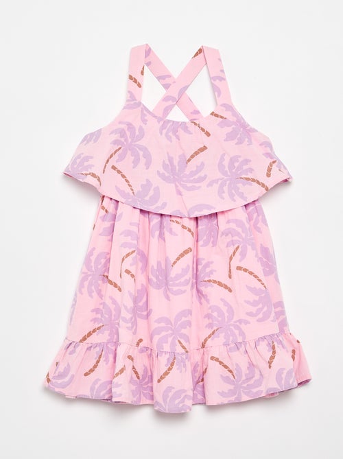 Jurk met gekruiste bandjes en ruches, hoesmodel - Kiabi