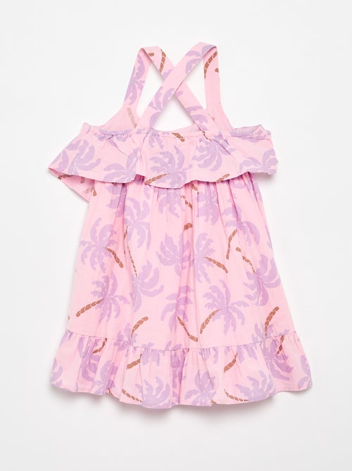 Jurk met gekruiste bandjes en ruches, hoesmodel - Kiabi