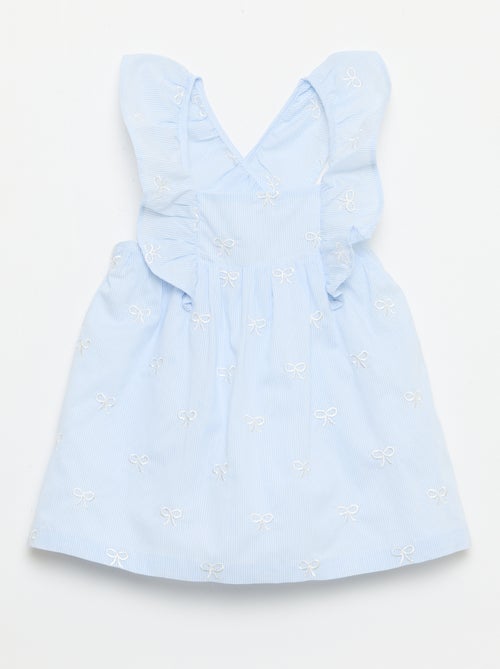 Jurk met geplooide schouderbandjes en borduursels - Kiabi