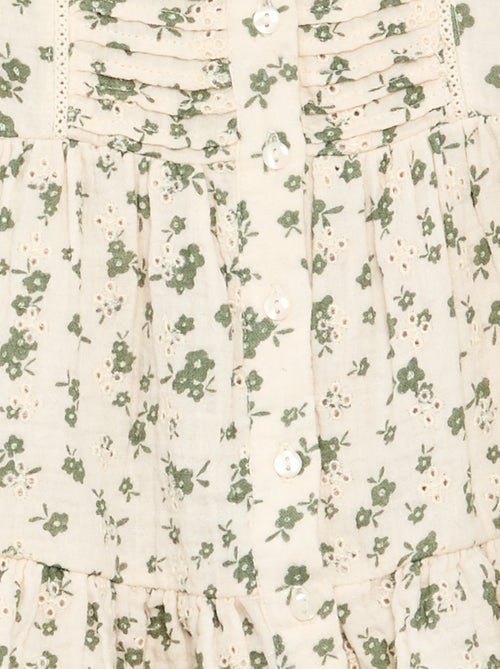 Jurk met korte mouwen en broderie anglaise - Kiabi