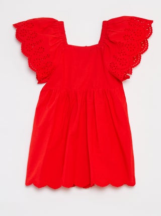 Jurk met korte mouwen en broderie anglaise