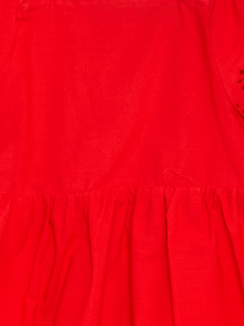 Jurk met korte mouwen en broderie anglaise ROOD - Kiabi