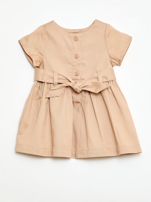 Jurk met korte mouwen en strikceintuur - Kiabi