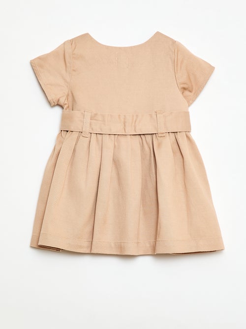Jurk met korte mouwen en strikceintuur - Kiabi