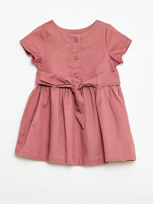 Jurk met korte mouwen en strikceintuur - Kiabi