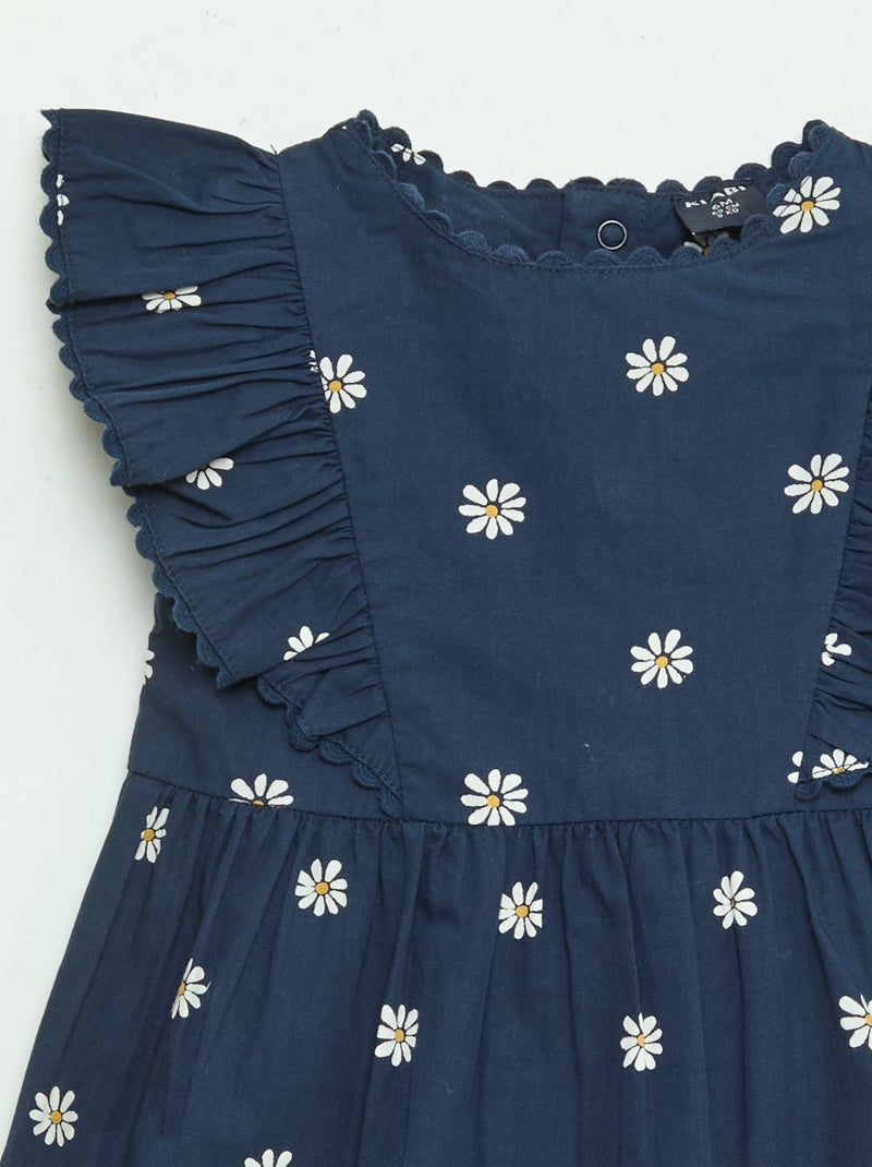 Jurk met korte mouwen en volants Blauw - Kiabi