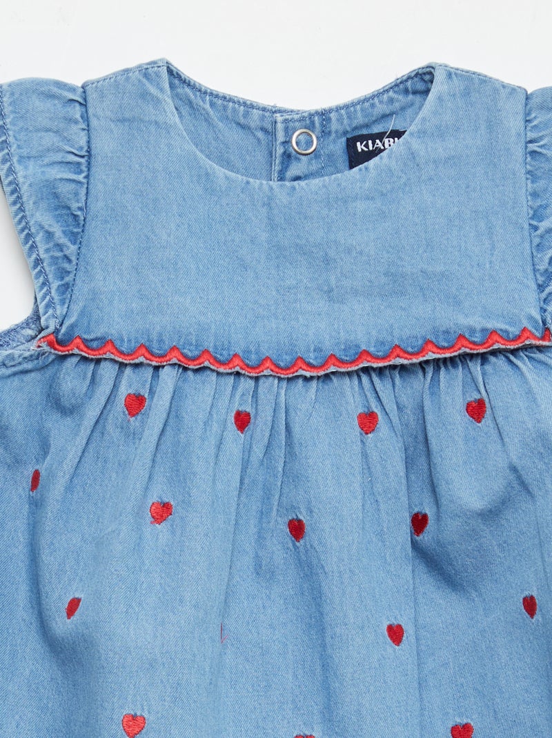 Jurk met korte mouwen van licht denim Blauw - Kiabi