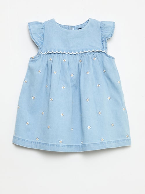 Jurk met korte mouwen van licht denim - Kiabi