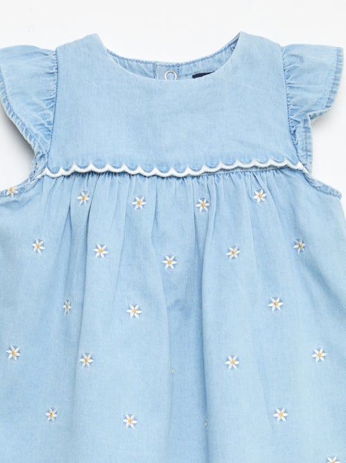 Jurk met korte mouwen van licht denim - Kiabi