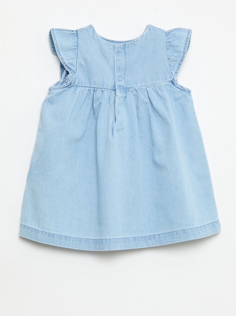 Jurk met korte mouwen van licht denim Blauw - Kiabi