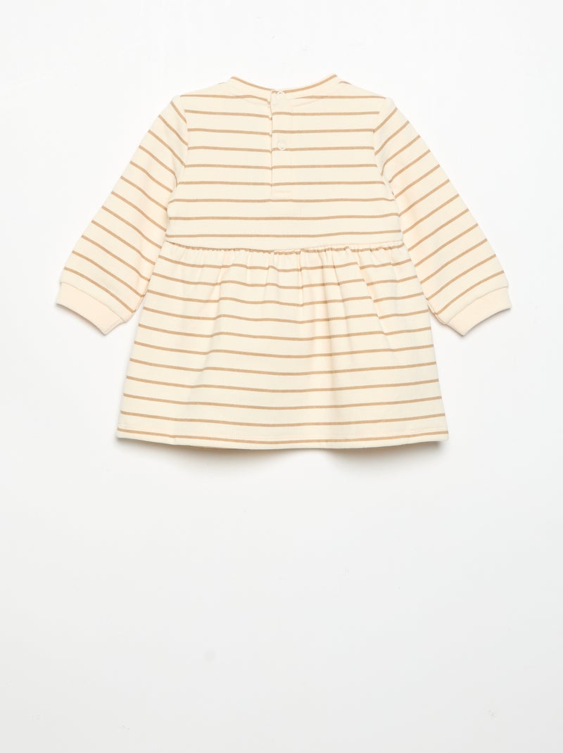 Jurk met lange mouwen en print Biege - Kiabi