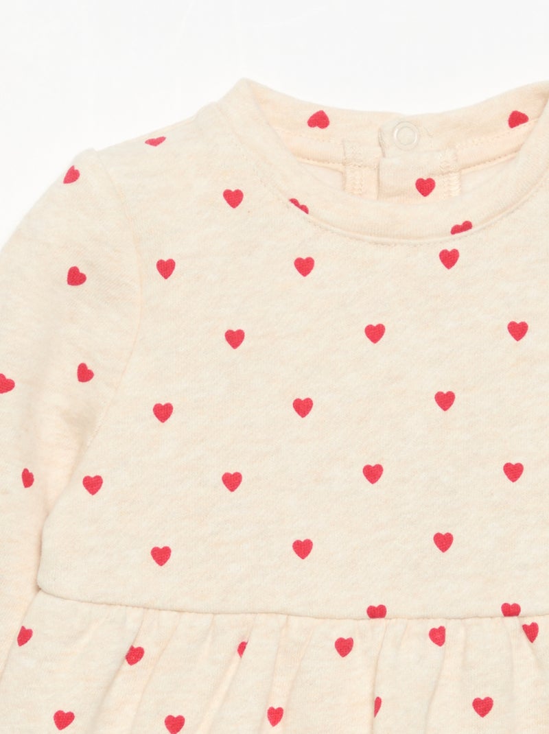 Jurk met lange mouwen en print Biege - Kiabi