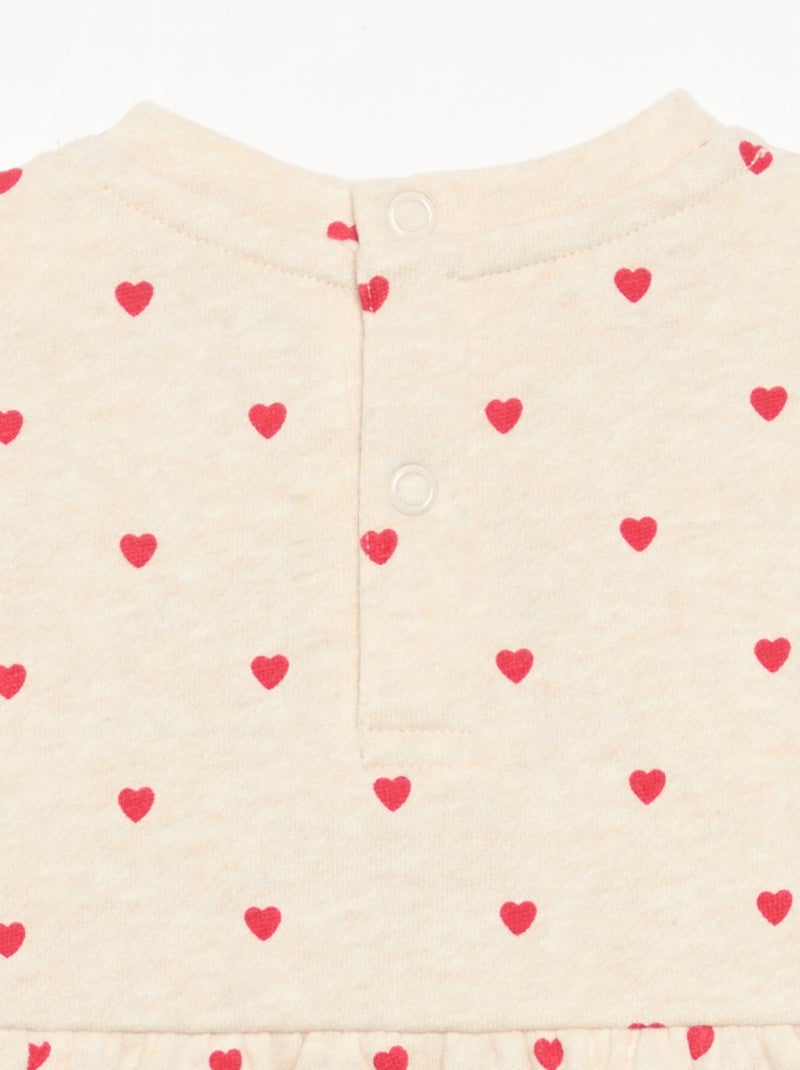 Jurk met lange mouwen en print Biege - Kiabi
