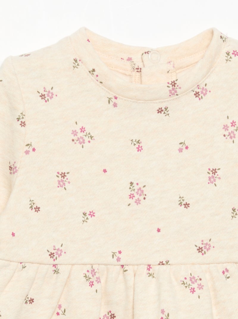 Jurk met lange mouwen en print Biege - Kiabi