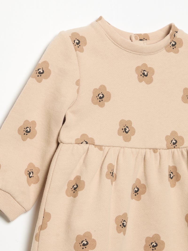 Jurk met lange mouwen en print Biege - Kiabi