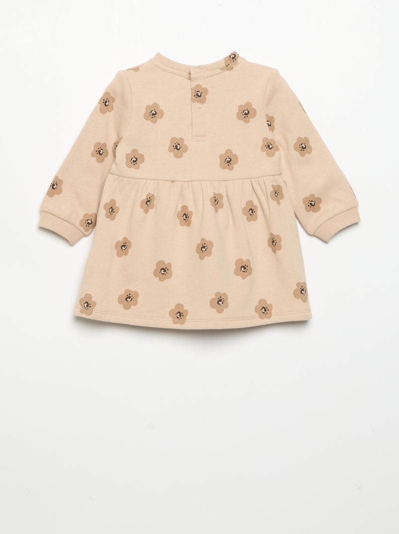 Jurk met lange mouwen en print Biege - Kiabi