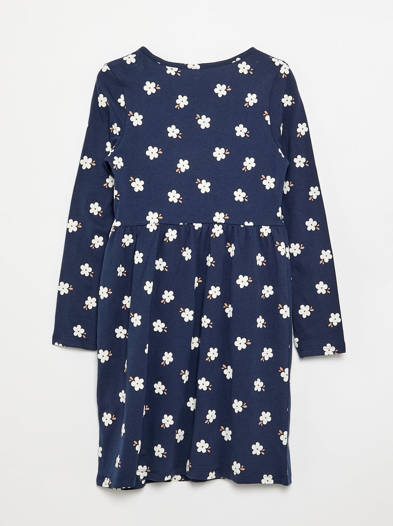 Jurk met lange mouwen van katoenen jerseytricot Blauw - Kiabi