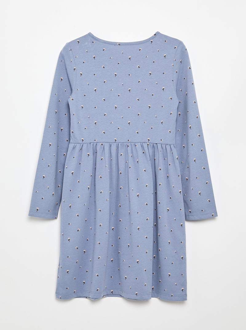 Jurk met lange mouwen van katoenen jerseytricot Blauw - Kiabi