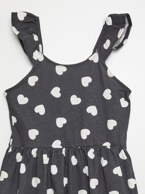 Jurk met motiefje en ruches langs de schouderbandjes - Kiabi