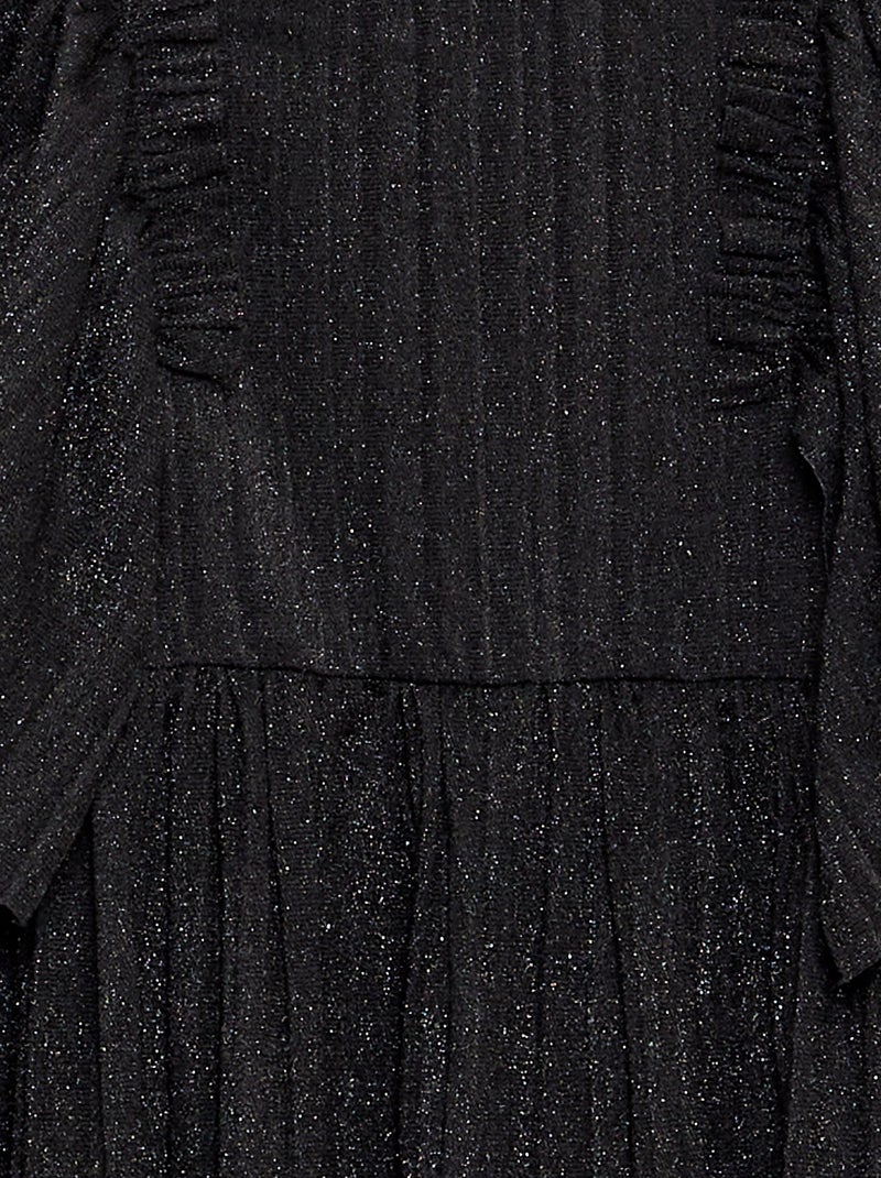 Jurk met plooien en pailletten zwart - Kiabi