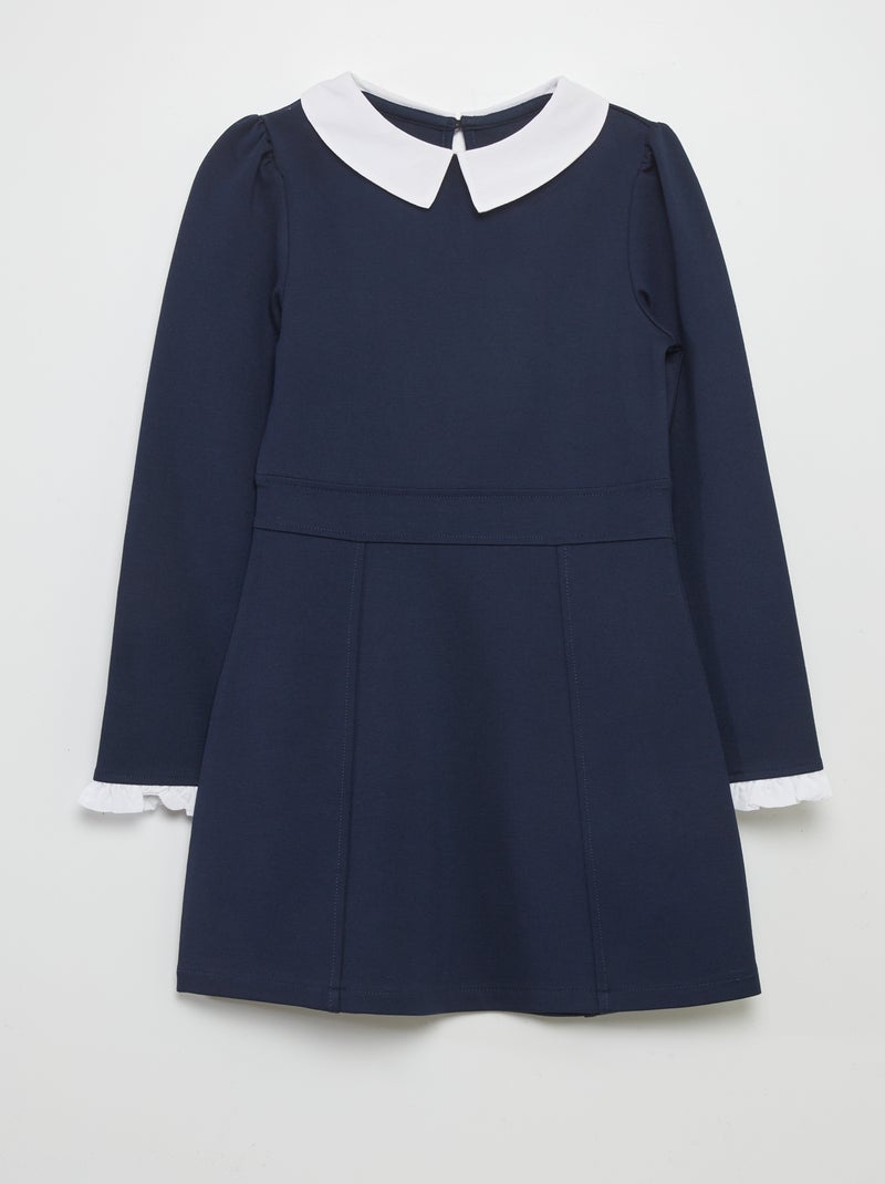Jurk met plooien en peterpankraagje BLAUW - Kiabi