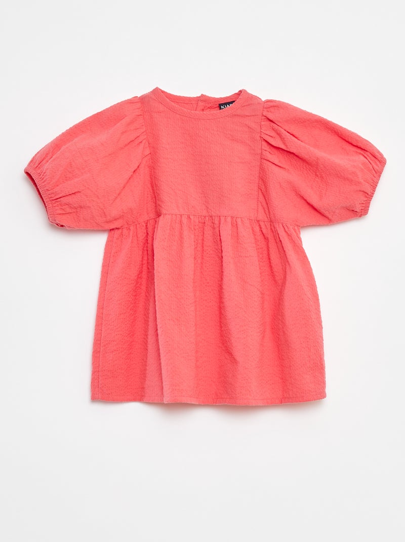 Jurk met pofmouwen Rood - Kiabi