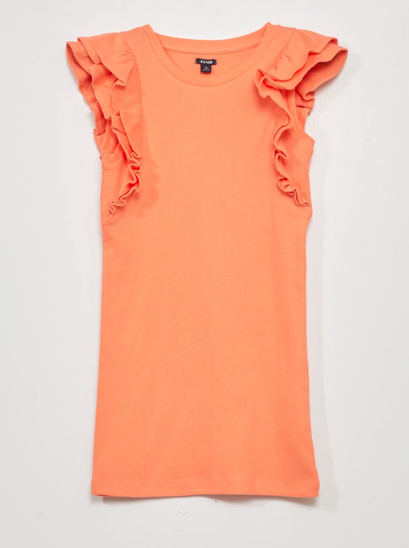 Jurk met ribbeltextuur ORANJE - Kiabi