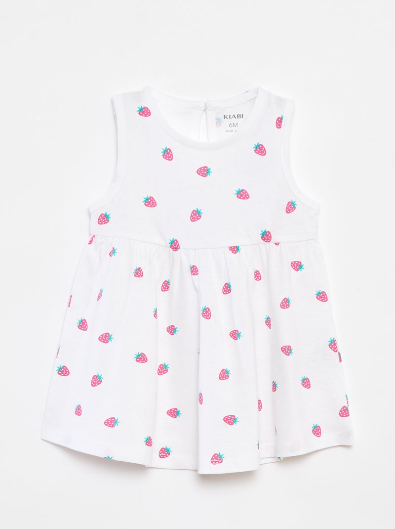 Jurk met schouderbandjes met print Wit - Kiabi