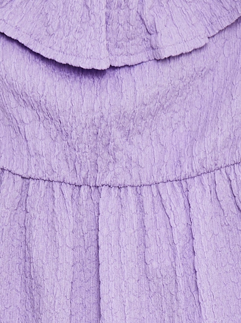 Jurk met schouderbandjes met ruches PAARS - Kiabi