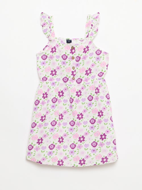 Jurk met schouderbandjes met ruches - Kiabi