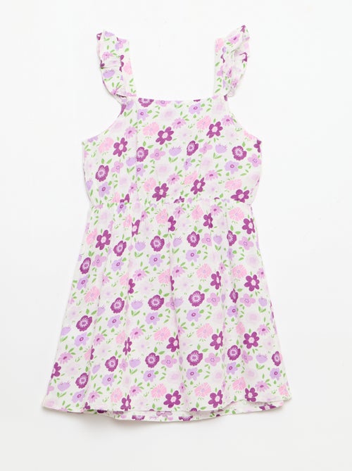 Jurk met schouderbandjes met ruches - Kiabi