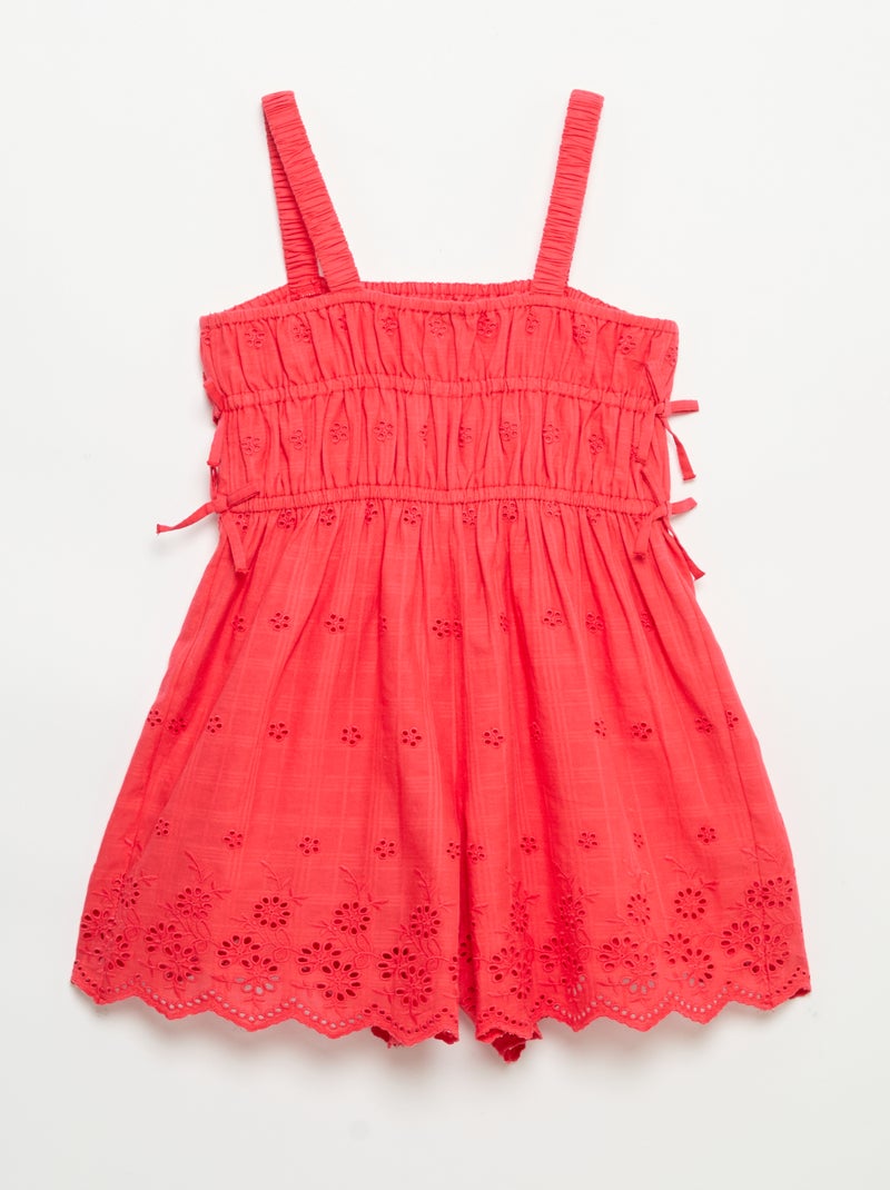Jurk met smalle bandjes en all-over geborduurde motieven Rood - Kiabi