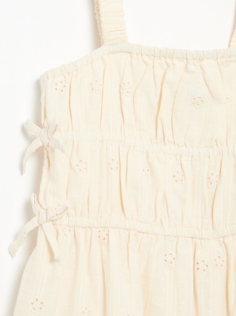 Jurk met smalle bandjes en all-over geborduurde motieven Wit - Kiabi