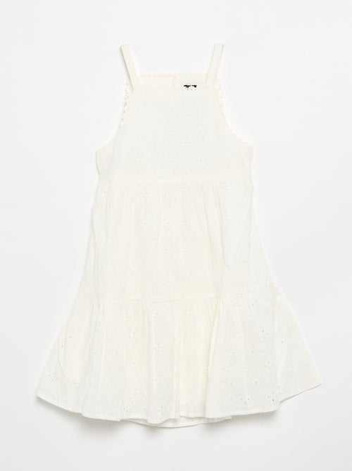 Jurk met spaghettibandjes en broderie anglaise - Kiabi