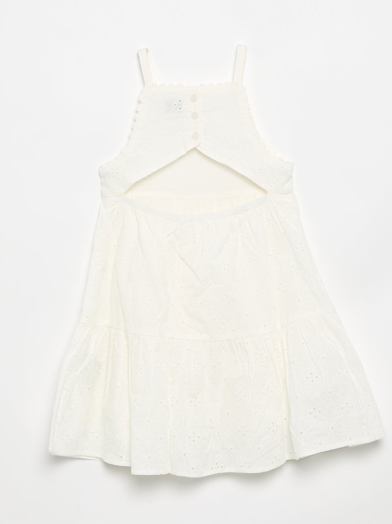 Jurk met spaghettibandjes en broderie anglaise Wit - Kiabi